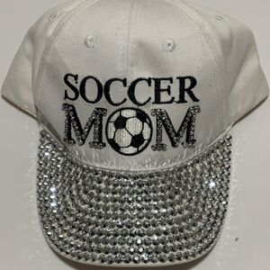 Soccer Mom Rhinestone Baseball Cap - White